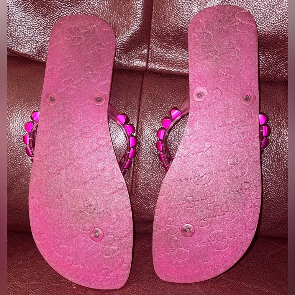 Jessica Simpson Hot Pink Jelly Thong Flip Flop Sandals - Picture 2 of 5